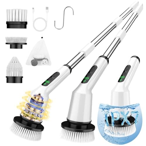 Electric Spin Scrubber for Bathroom, Shower Scrubber with Long Handle