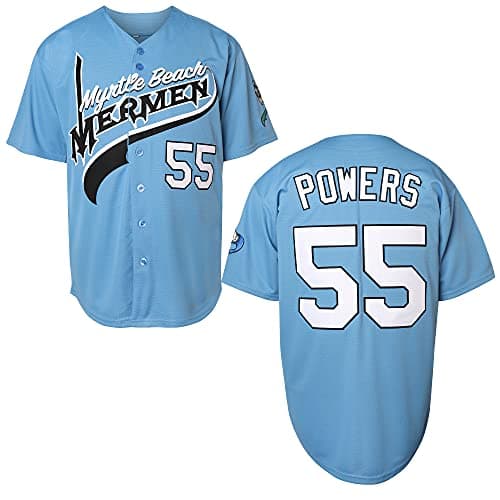 MESOSPERO Kenny Powers Baseball Jersey #55 Myrtle Beach Mermen Stitched Men Movie Baseball Jersey Blue Green S-3XL (Small, 55 Blue)