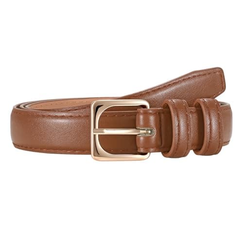 JASGOOD Women Belt for Jeans Dresses Pants Ladies Leather Waist Belt with Square Gold Buckle