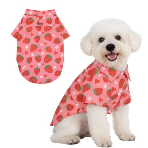 KOOLTAIL Spring Dog Shirt Outfit with Leash D-Ring, Soft Botton Up Summer Beach Pet Clothes for Small Medium Girl Dogs, Lightweight Puppy Polo Shirts for Sun & Insect Protection Indoor Outdoor,Pink SM