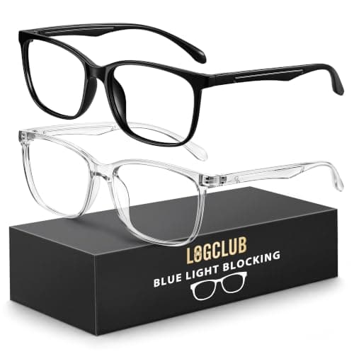 logclub Blue Light Glasses Men/Woman,Transparent+Black
