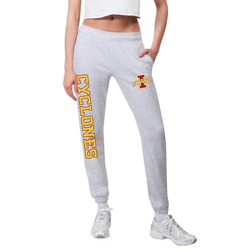 Ultra Game NCAA Official Women's Jogger Pants Active Logo Fleece Sweatpants, Iowa State University, Heather Gray, Small