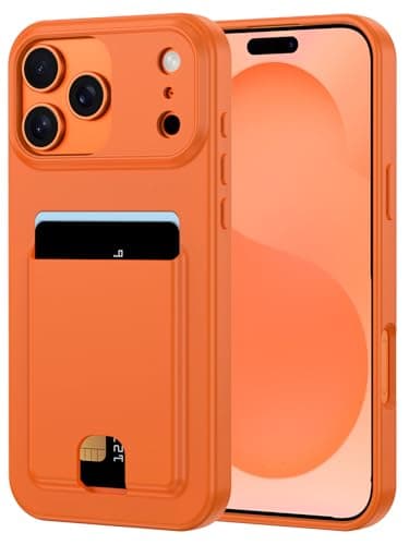 Shecaset for iPhone 17 Pro Max Wallet Case with Card Holder (3 Cards),Soft TPU Slim Shockproof Protective for Women Girl Men Case for Apple iPhone 17 Pro Max 6.9 inch (2025),Matte Orange