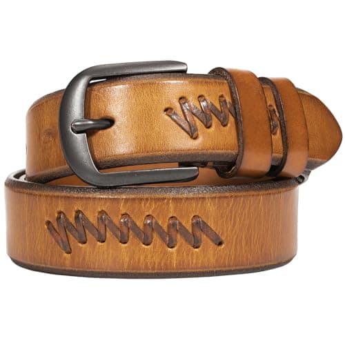 TYWestyles Women's Genuine Leather Belt, Braided Leather with Metal Buckle