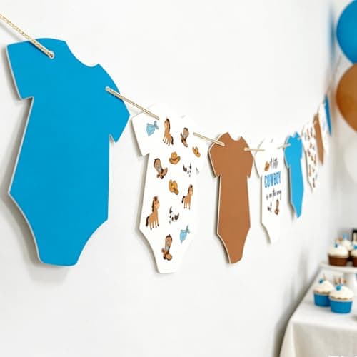 Cowboy Baby Shower Bodysuit Banner, Pre‑Strung