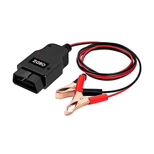 FASLINK OBD II Car Memory Saver Cable with 2 Alligator Clips, 12V Vehicle ECU Emergency Power Supply Cable Battery Connector