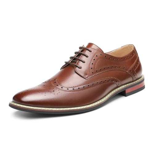 Bruno Marc Moda Italy Prince Men's Classic Modern Oxford Wingtip Lace Dress Shoes,Size 7W,Wingtip Dark Brown