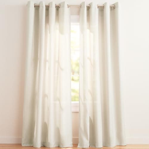 Exclusive Home Loha Linen Grommet Top Curtain Panel Pair, 54"x84", Ivory