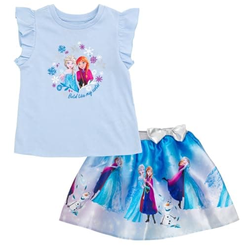 Disney Frozen Toddler Girls Tank Top and Satin Skirt Blue/Silver Anna Elsa 3T