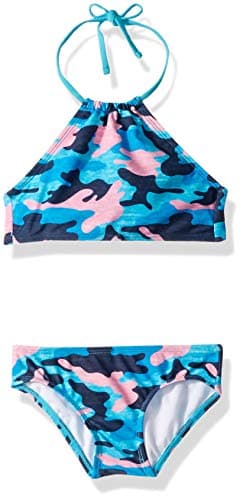 Kanu Surf Girls' Big Erin Camo Halter Bikini Beach Sport 2-Piece Swimsuit, Navy, 8