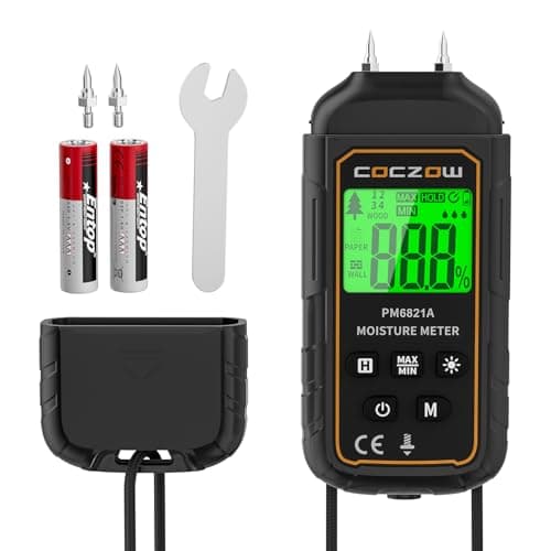 Moisture meter, moisture meter with battery and LCD display, suitable for quickly determining the moisture content of raw wood, paper, plywood, plaster walls, wooden floors, etc.