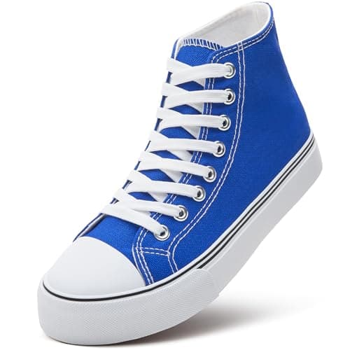 ZGR Womens High Top Canvas Sneakers,Lace-up Tennis Walking Shoes Blue US9