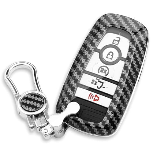 MAIMOCCY Carbon Fiber Key Case Fob Cover Compatible For Ford Mustang F150 F250 Bronco Sport Explorer Mondeo Escape Kuga Edge Raptor Accessories Key Shell Holder Keychain Keyring