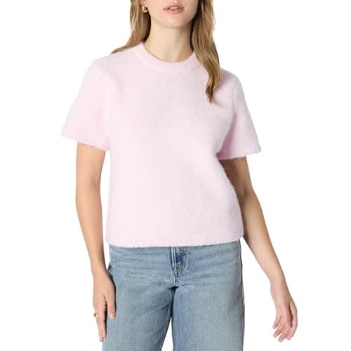 Amazon Essentials (Demi's Pick) Women's Relaxed-Fit Faux Mohair Short Sleeve Sweater Top, Pastel Lilac, XX-Large