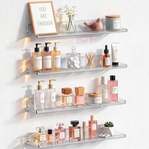 Lifewit Acrylic Floating Shelves for Bathroom 14" Clear, 4 Pack