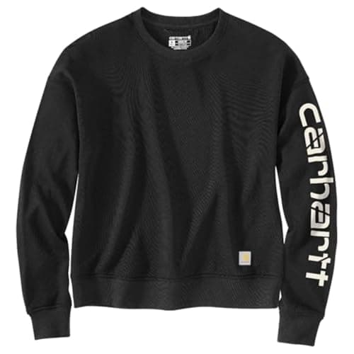 Carhartt Women's Tencel Fiber Series Loose Fit Sleeve Graphic Sweatshirt, Black, Small