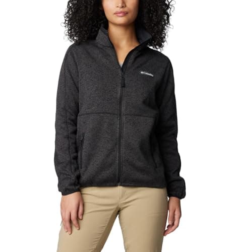 Columbia Womens Sweater Weather II Full Zip Fleece Jacket, Black Heather, 1X