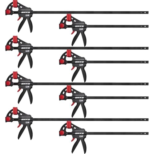 SIIIXS 8-Pack 12" and 6" Bar Clamps for Woodworking Set