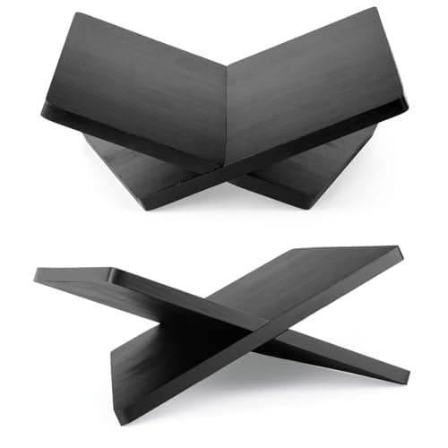 Wood Book Stand for Reading - 15° Angle Book Display Stand for Cookbooks, Textbooks, Sheet Music & Tablets, Magazines (Black)
