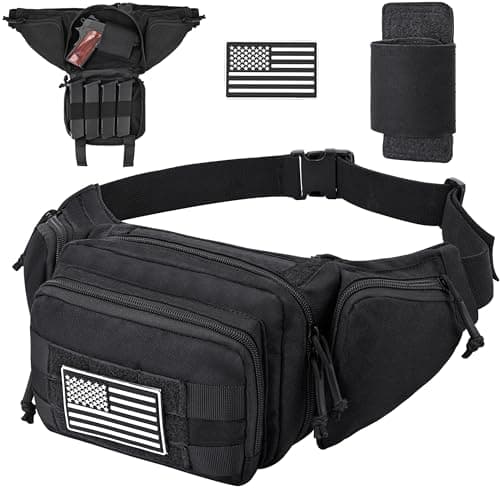 JIPIMON Tactical Fanny Pack for Men Waist Bag with Universal Pistol Holster
