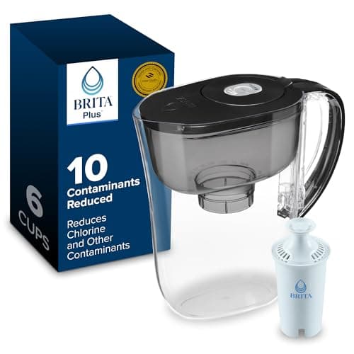 Brita Small 6 Cup Water Filter Pitcher, 1 BritaPlus Filter, Metro, Black