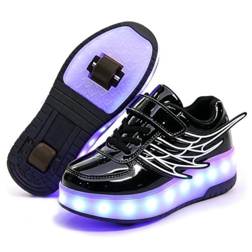 Nsasy Kids Roller Shoes Boy Girl Sneakers with Wheels Become Sport Sneaker with Led for Christmas Birthday Children Gift
