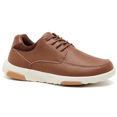 Men's Orthopedic Oxford Shoes with Arch Support: Cushion Plantar Fasciitis Fashion Sneakers for Neuropathy, Business Leather Dress Shoes for Meeting, Date Light Brown Size 10.5