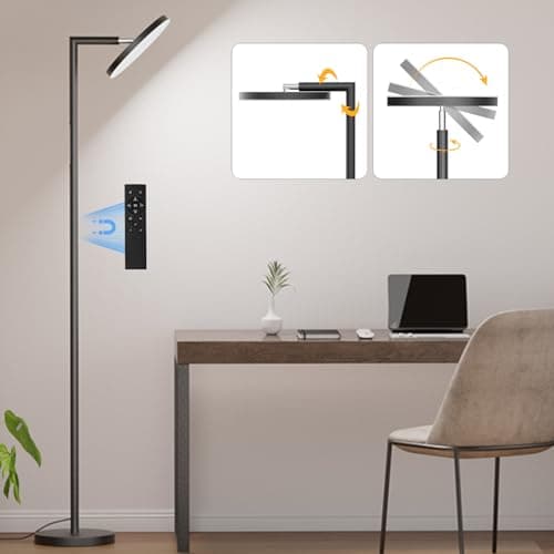 Floor Lamps for Living Room, 32W 3000LM Super Bright LED Torchiere Floor Lamp with Remote & Touch Control, 69" Modern Tall Standing Lamp with 350°Rotating Head for Reading Office Bedroom (Black)