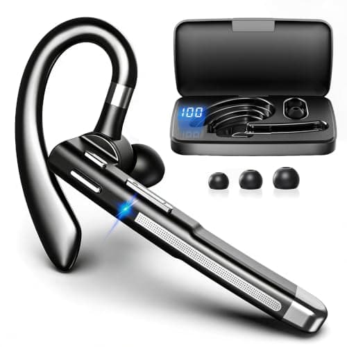 Single Ear Bluetooth Headset, Bluetooth Earpiece with Noise Cancelling Mic