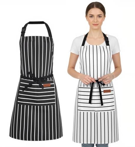 XLSXEXCL Kitchen Cooking Aprons Double Sided Adjustable Bib Chef Apron with 2 Pockets for Women Men Gardening Cooking Art Painting