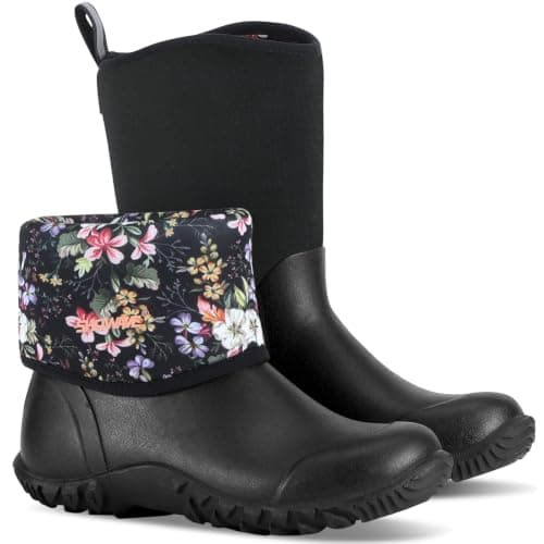 Showave Women's Rain Boots Waterproof Garden Boots Rubber Mud Boots,5