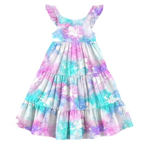 Vieille Girls Dress 2T Toddler Girls Summer Ruffle Sleeveless Sundress
