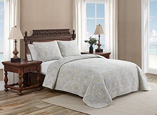 Tommy Bahama - Twin Quilt Set, Reversible Cotton Bedding with Matching Sham, Super Soft Bedding Set (Turtle Cove Grey, Twin)