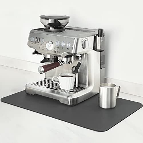 Mimore Coffee Mat - 18x24 Inch Grey Countertop Mat - Absorbent, Hides Stains, Rubber Backed - Dish Drying Mat Fits Under Coffee Maker or Espresso Machine (Compatible with Ninja Luxe Cafe)