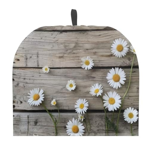 NETILGEN Tea Pot Cosy Creative Tea Pot Cozies Large Teapot Cover Insulating Keep Tea Warm Teapot Warmer Ideal Gift for Mom Wife Friends, 12.9 X 10.4 Inches, Daisy Rustic Wood Grain