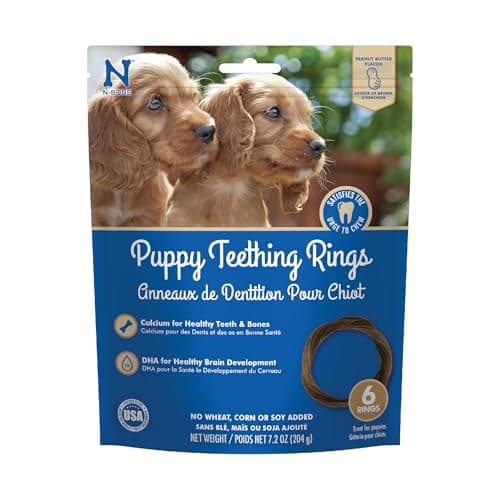 N-Bone Puppy Teething Rings, Peanunt Butter Flavor, Natural Puppy Teething Chews & Chew Treats, Helps Soothe Teething Gums, Calcium Enriched, 6 Rings