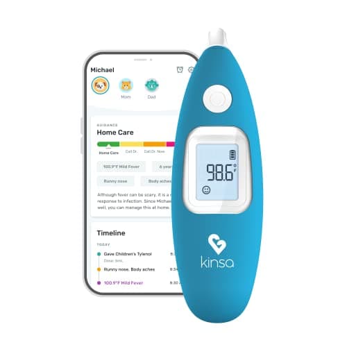 Kinsa Smart Ear Thermometer for Adults, Kids and Babies, Infrared in-Ear Digital Thermometer, App-Connected Fever and Symptom Tracking, 1-Second Accurate Readings