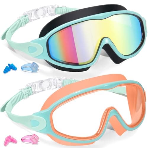Keary 2 Pack Swim Goggles for Kids 6-14 8-14 Kids Swimming Goggles Age 3-15 4-7 4-16 8-12 For Boys Girls Youth Toddler Children Pool Water Goggle Anti Fog UV Protection Clear Wide View Waterproof