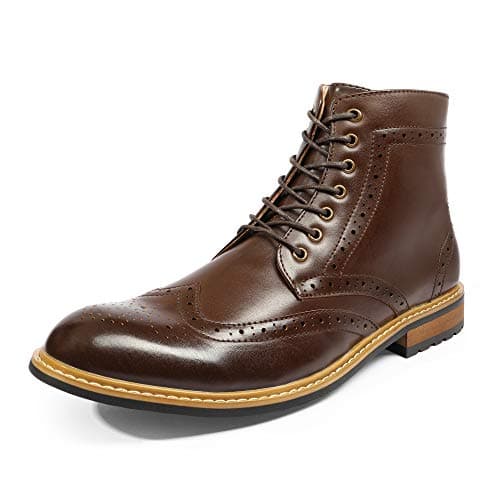 Bruno Marc Men's Dress Ankle Motorcycle Boots,Size 9.5,Dark/Brown,BERGEN-01