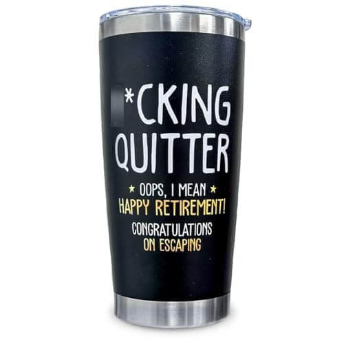 CHOANG Funny Retirement Gift for Men 2026 - Gag Retired Gifts for Man, Dad, Grandpa, Uncle, Friend, Brother - Quitter Happy Retirement 20 oz Stainless Steel Tumbler - Best Retirement Gifts