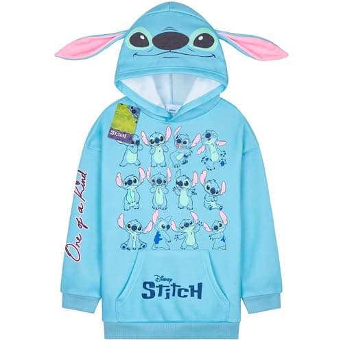 Disney Stitch Girls Teens Hoodie Jumper Pullover Sweatshirt Teen Girl Clothes Tie Dye 3D Ears Kangaroo Pocket Gifts for Girls (13-14 Years, Blue 3D Ears)