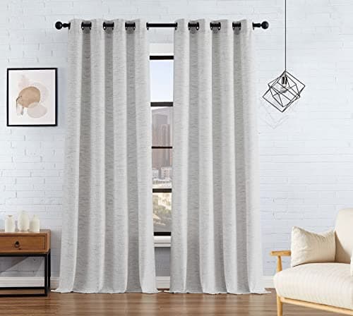 Lucky Brand – Sierra Textured Light Filtering Curtains |Window Panel Curtains | Faux Linen Drapes | Set of 2 Panels | Semi Sheer | Machine Washable | Measures 52" x 96" | Grey