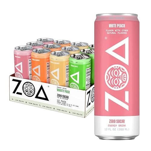 ZOA Zero Sugar Energy Drink, Tropical Variety Pack, 12 Pack, 12 Fl Oz