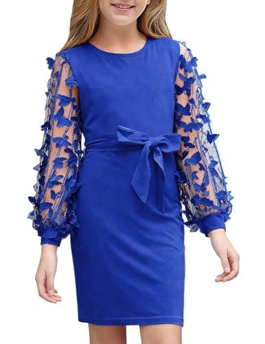 ALISISTER Girls Royal Blue Dress Size 14 Long Sleeve Butterflies Dresses