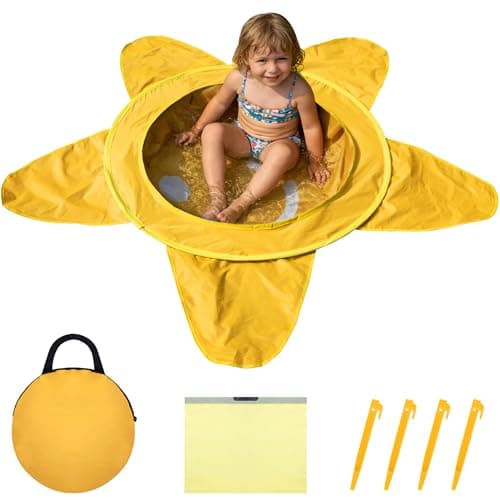 Pop Up Beach Pool, Portable Toddler Beach Pit with Water Bag, Cute Starfish