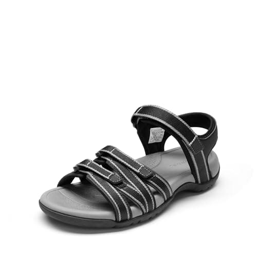 DREAM PAIRS Womens Comfortable Hiking Walking Sandal with Adjustable Hook and Loop Strap, Sports, Travel,Summer Beach Outdoor Light Weight Water Shoes,Size 11,Black,SDSA2403W