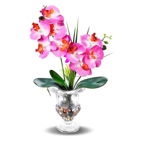 Jusdreen Artificial Purple Orchid, Realistic UV-Resistant Faux Phalaenopsis