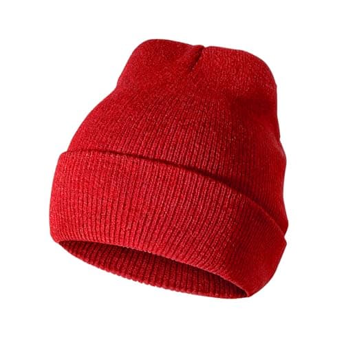 Scotamalone Beanie Hat for Women Men Knit Cuffed Cap Red