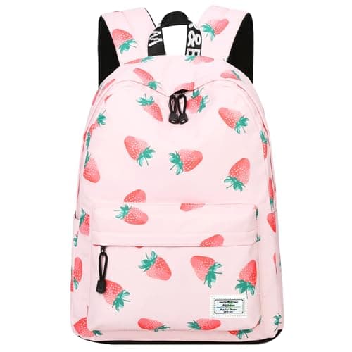 mygreen Backpack for Teens, Fashion Strawberry Pattern kids Backpack College Bags Shoulder Bag Daypack Bookbags Travel Bag Pink