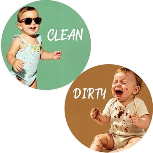 ANIWEY Clean Dirty Magnet for Dishwasher, Circular (Green/Brown)